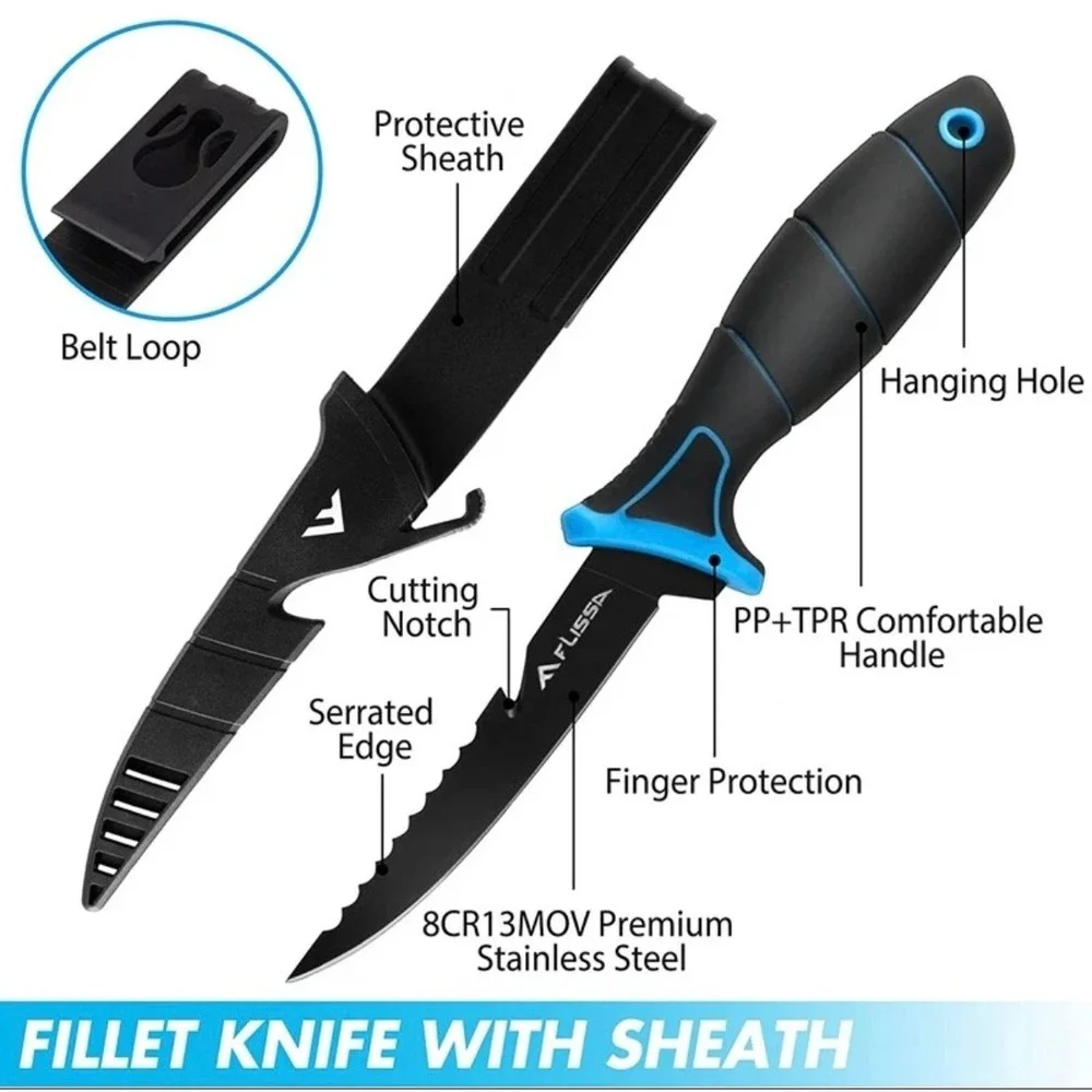 Flissa Fillet Knife Set With Pouch 5 Piece 4 Knives 1 Sharpener 5